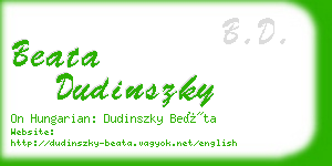 beata dudinszky business card